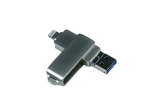 USB 3.0/micro USB/Lightning- флешка на 32 Гб с поворотным механи 1
