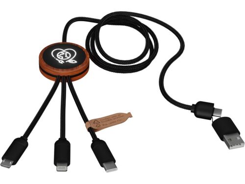 Зарядный кабель 3 в 1 со светящимся логотипом и округлым бамбуко 4