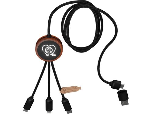Зарядный кабель 3 в 1 со светящимся логотипом и округлым бамбуко 3