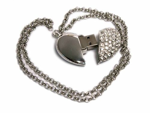 USB 2.0- флешка на 16 Гб «Сердце» с кристаллами 1