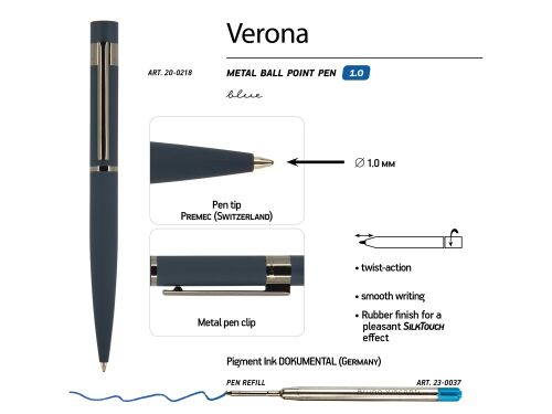 Ручка металлическая шариковая «Verona» 3