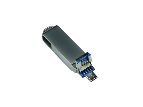 USB 3.0/micro USB/Lightning- флешка на 64 Гб с поворотным механи 3