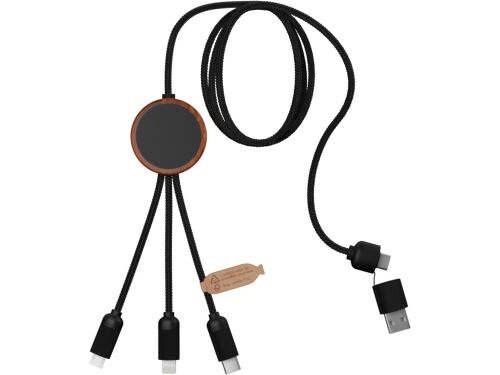 Зарядный кабель 3 в 1 со светящимся логотипом и округлым бамбуко 2